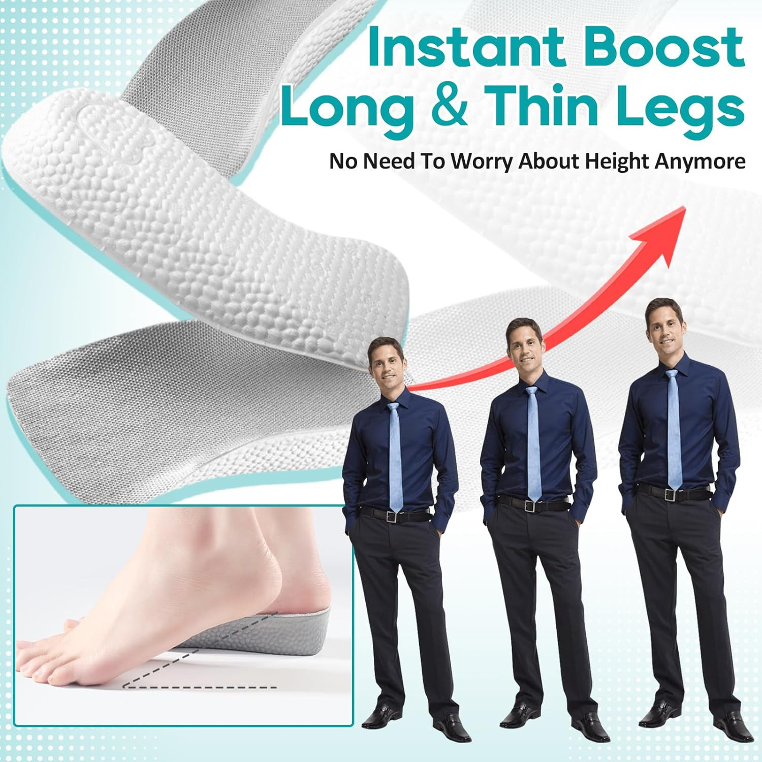 Height Increase Insoles – Orthopedic High Pads 1.0 – Arch Support Insoles for Pl