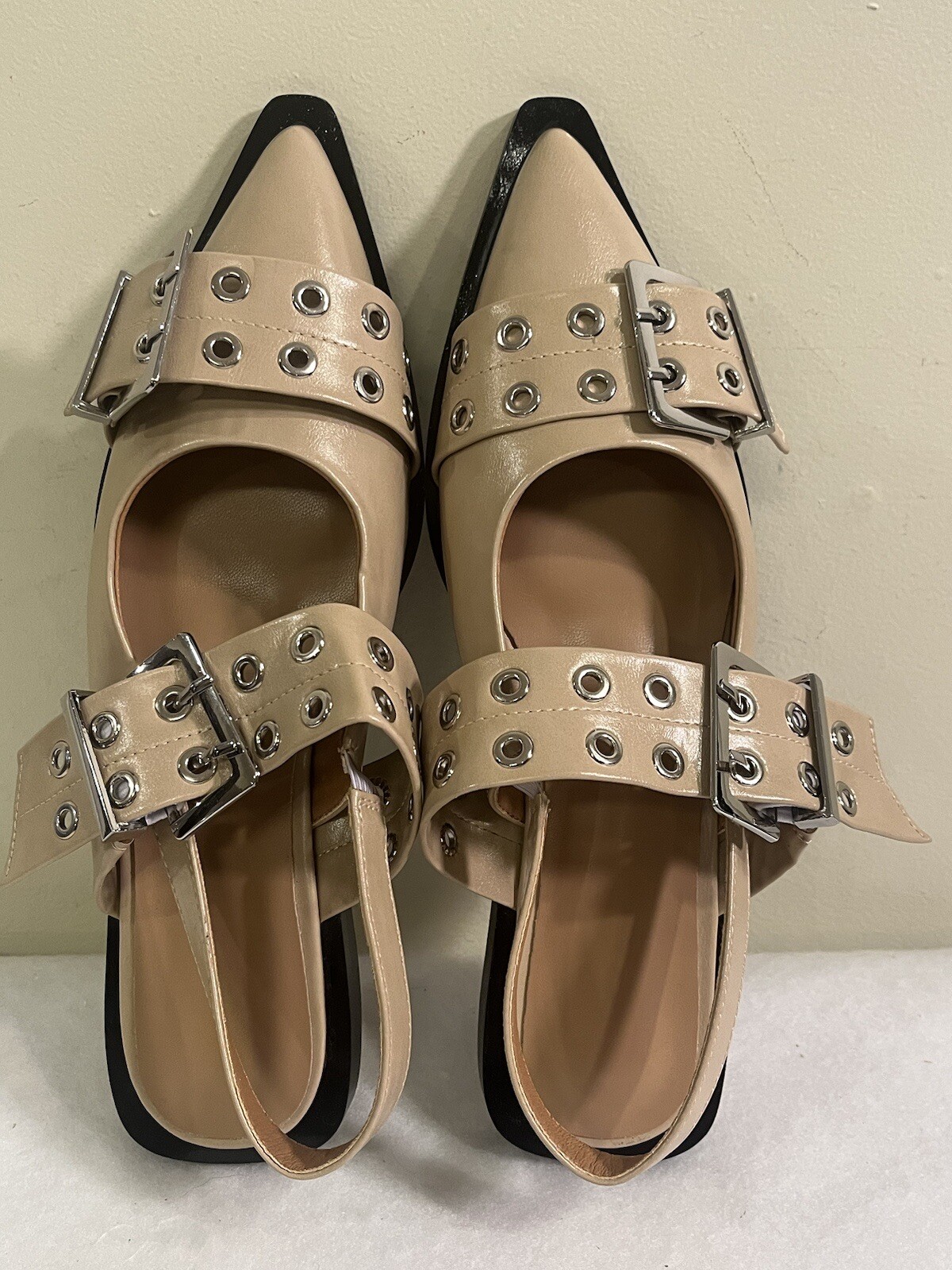 New Ladies Flats Slingback Pointed Toe Casual Daily Dress Sandals Shoes 7.5 Tan