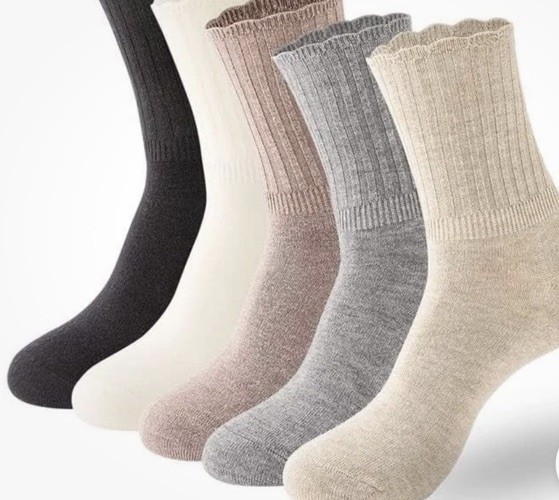 PADFOM Women Thin Cashmere Socks, Soft Medium, Black/Grey/Khaki/Beige/White
