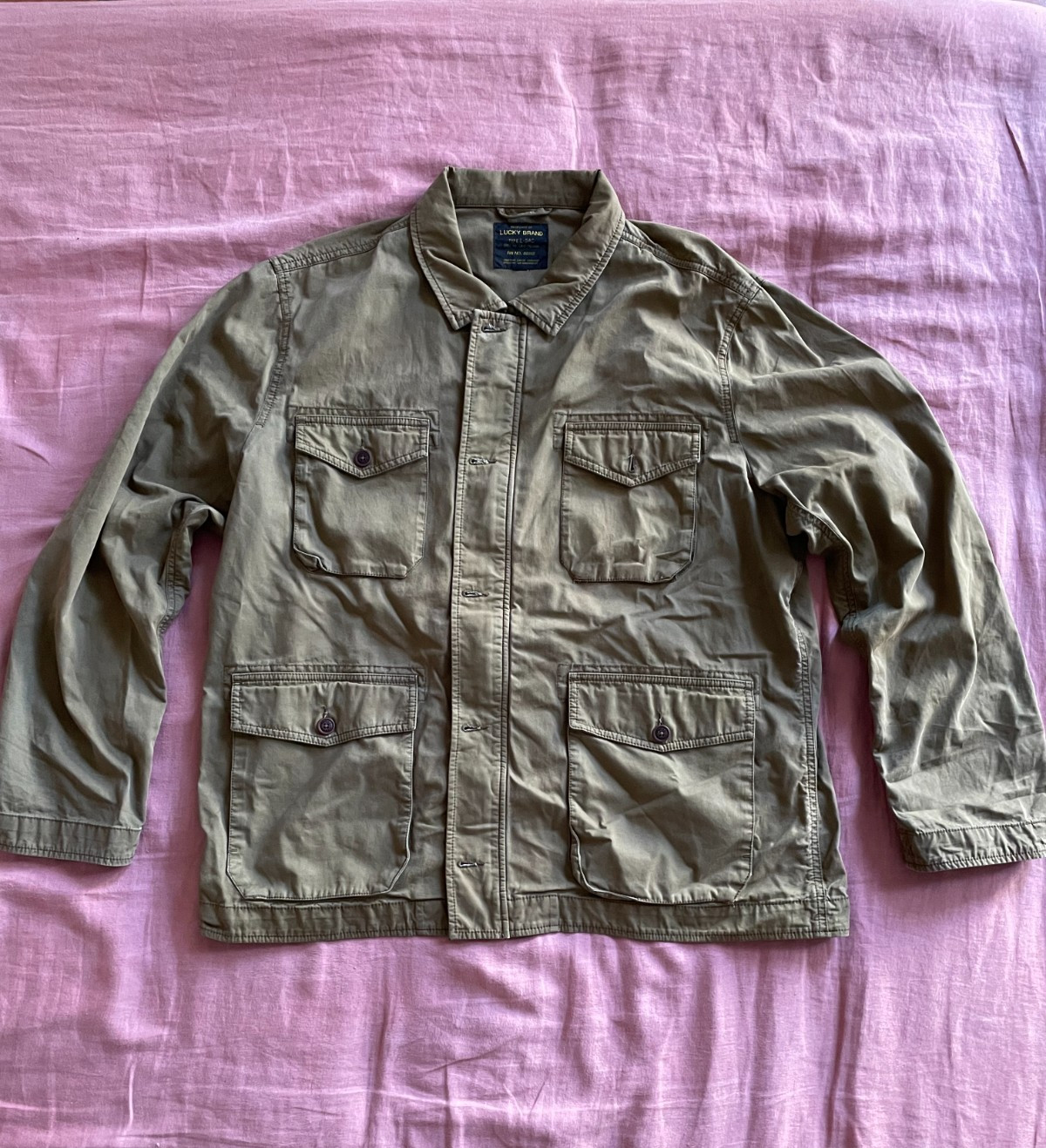 Lucky Brand Type L-54C Green Cotton Military Field Utility Chore Jacket Mens – L