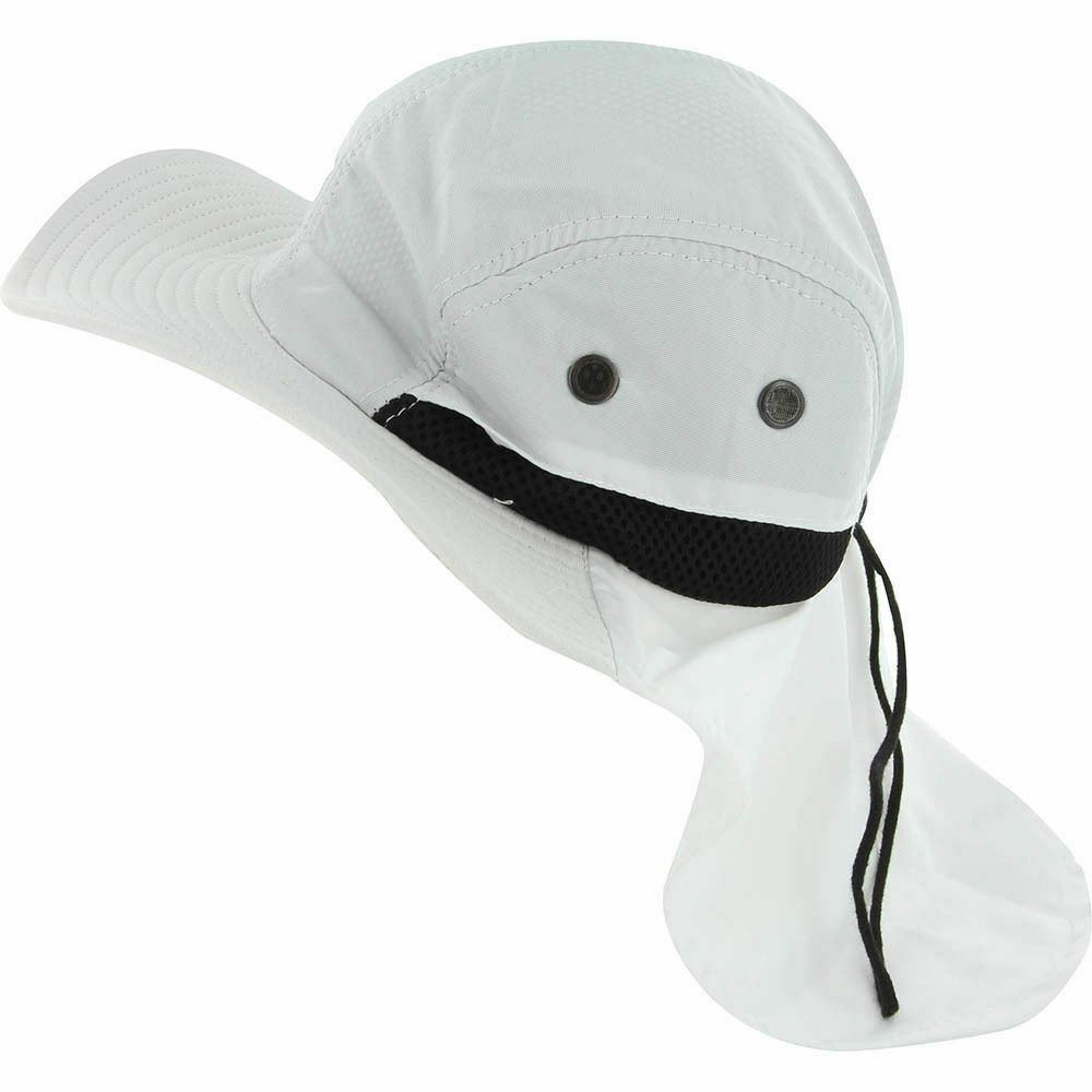 Khaki Fisherman Safari Sun Visor Neck Flap Packable Hiking Summer Unisex Hat
