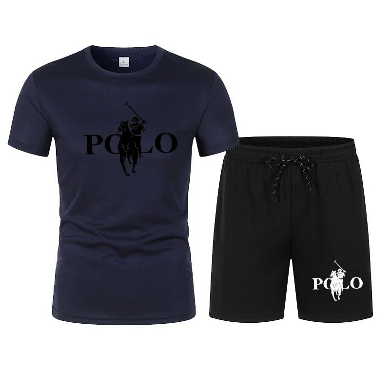 Men’s Summer Sports Set Short Sleeve T-Shirt & Shorts 2-Piece Outfit Casual Stre
