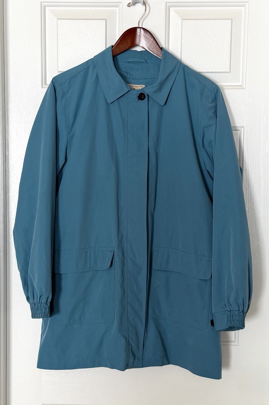 Vintage L.L.Bean Womens Medium Teal Blue Plaid Lined Jacket Quilted Coat
