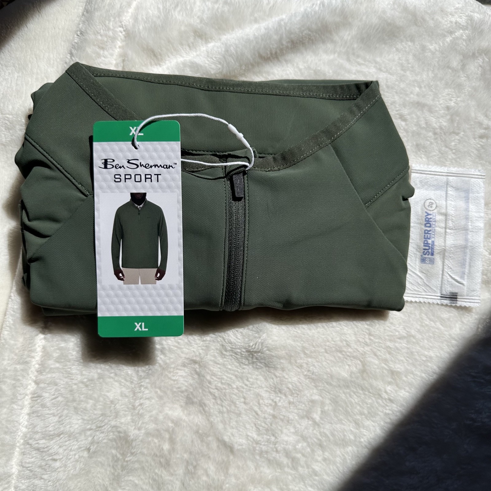 Ben Sherman Sport 1/4 Zip Pullover Jacket Green Active Stretch UPF 50 Men XL NWT
