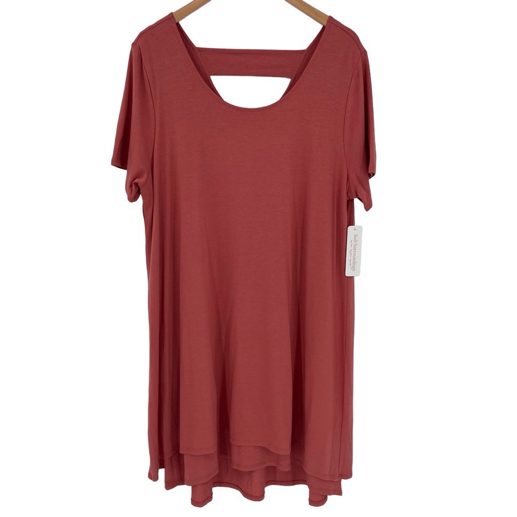 Soft Surroundings Camille T-Shirt Dress Dusty Cedar Pink Soft NWT Women 1X