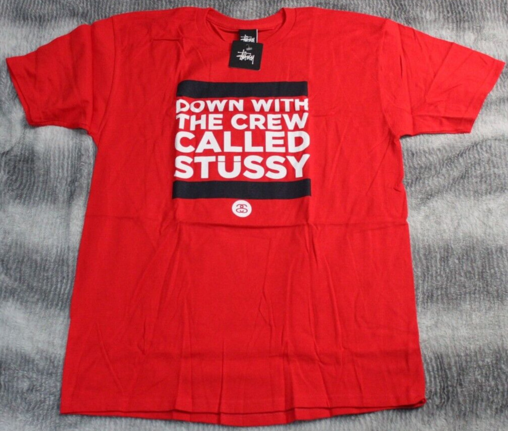 Size L – Men’s Stussy Down with The Crew Red Tee 1902949