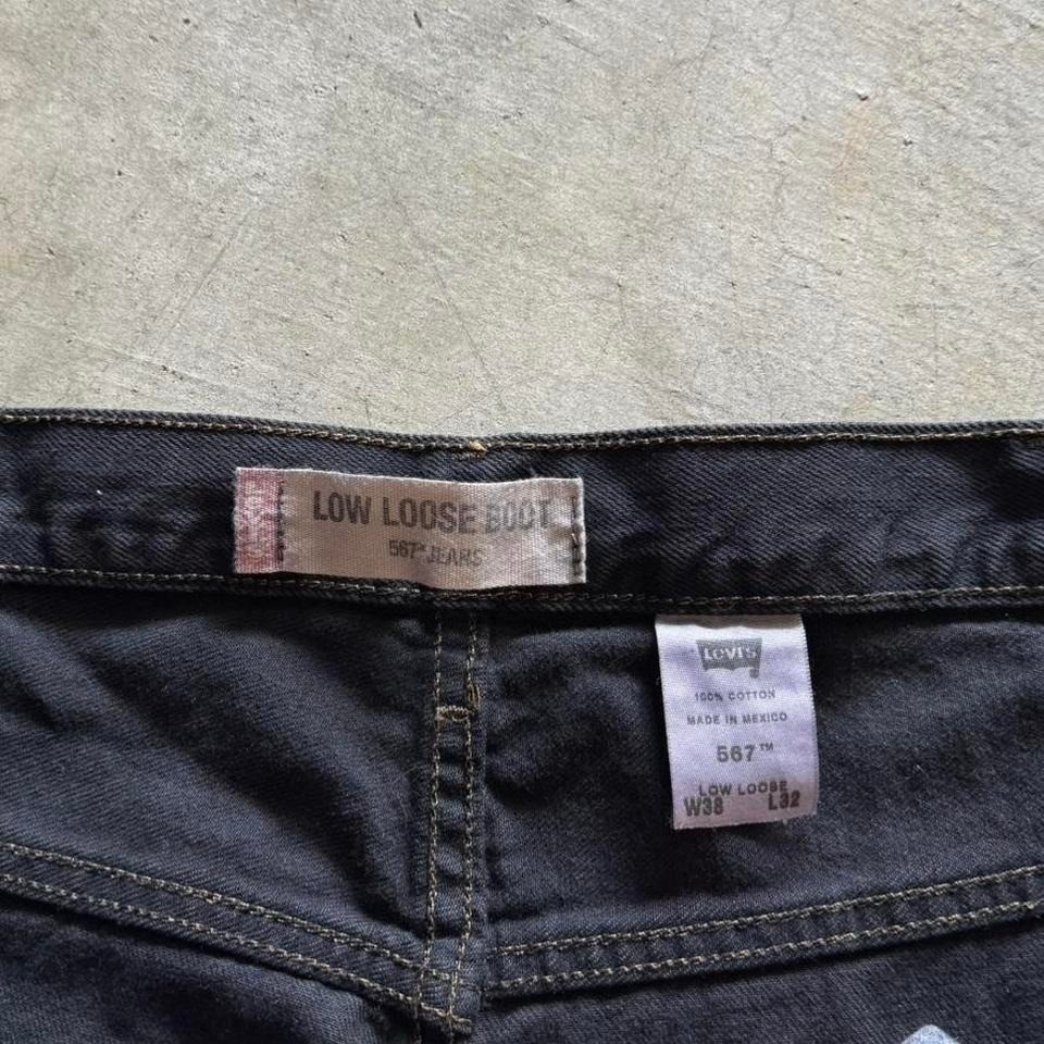 Vintage Levi’s 567 Low Loose Bootcut Baggy Black Denim Jeans 38×32