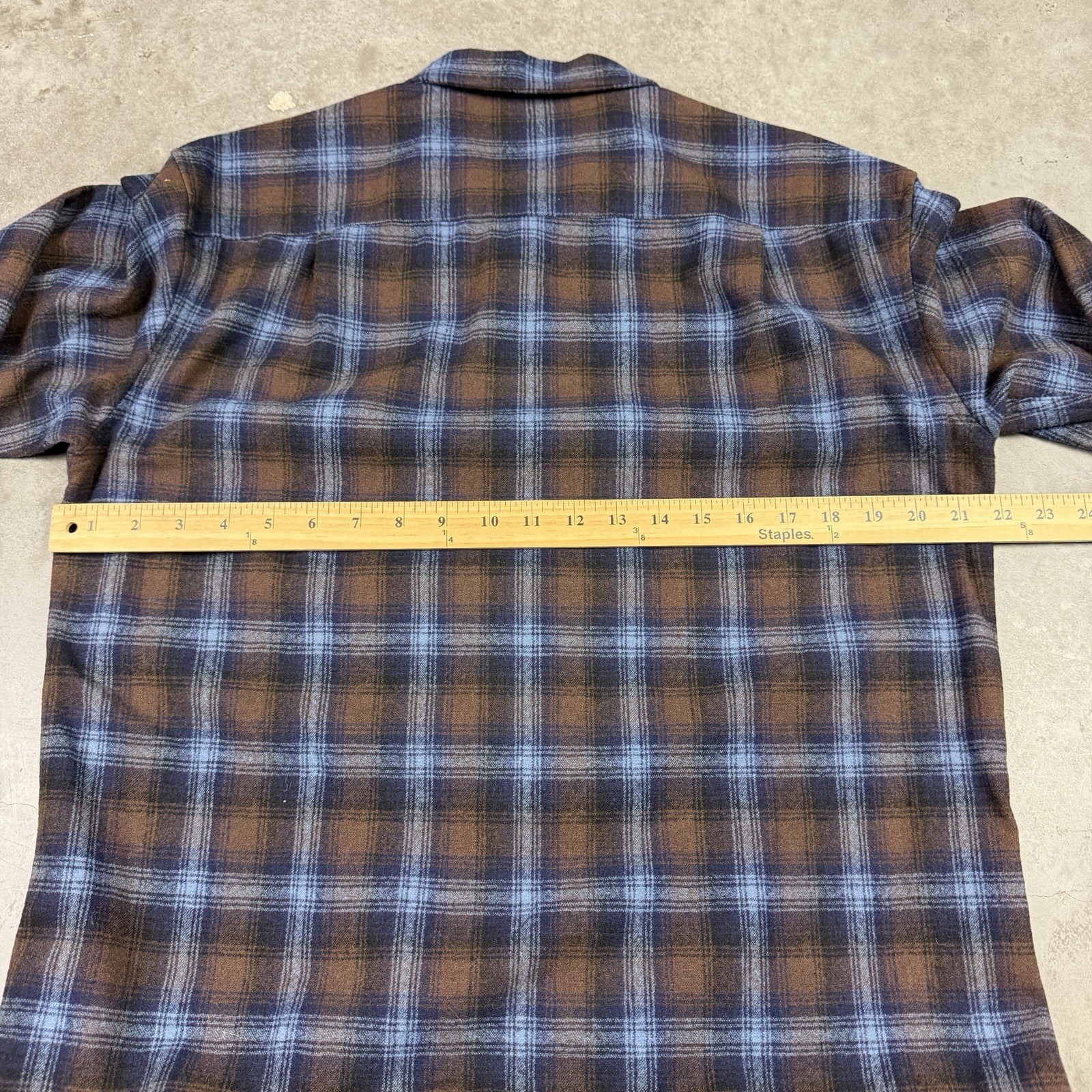 Pendleton Flannel Shirt Mens Medium Blue Board Shirt Wool USA Preowned