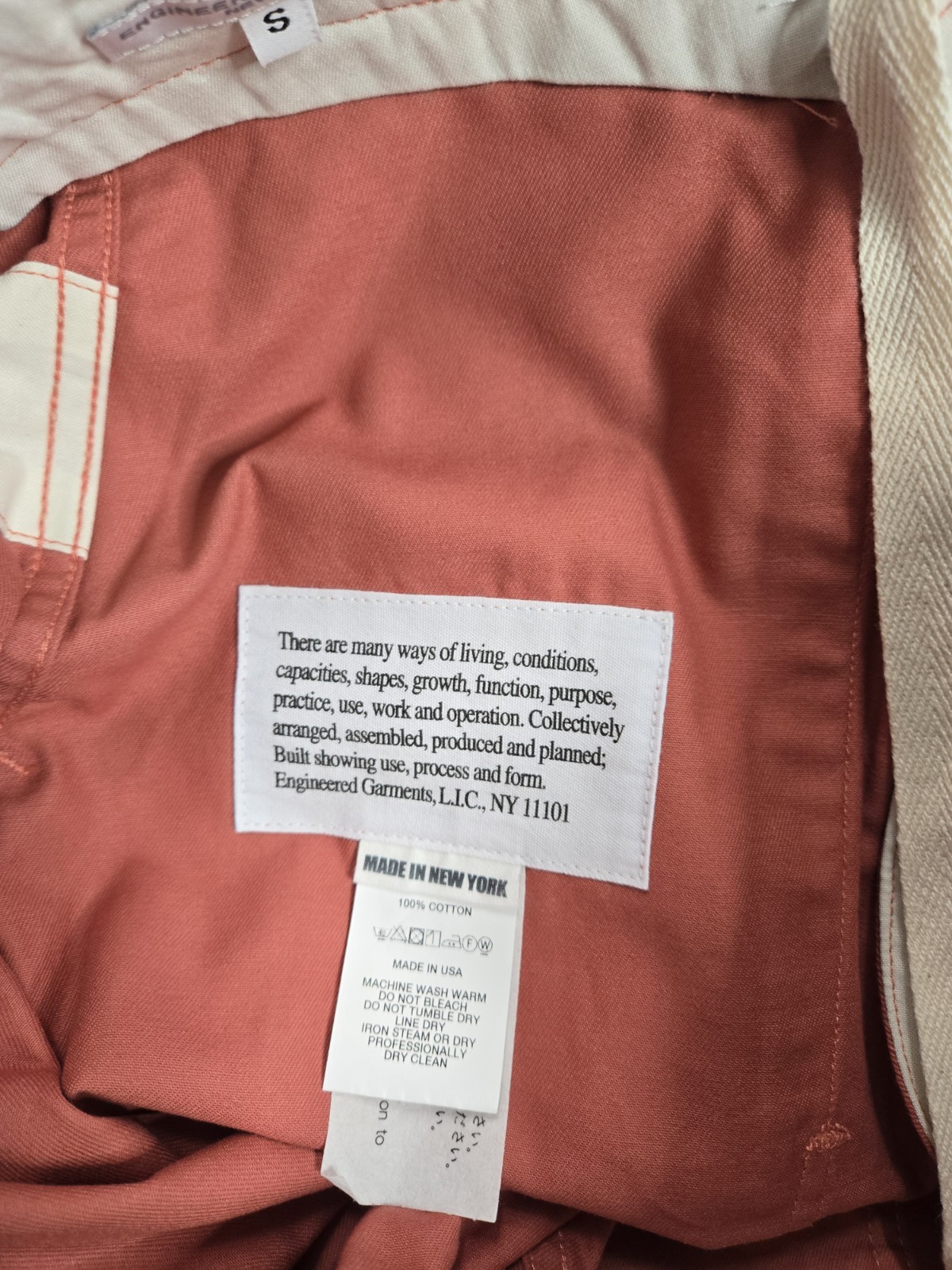 ENGINEERED GARMENTS NEW YORK PINK 6.5OZ FLAT TWILL FATIGUE PANTS MADE IN USA
