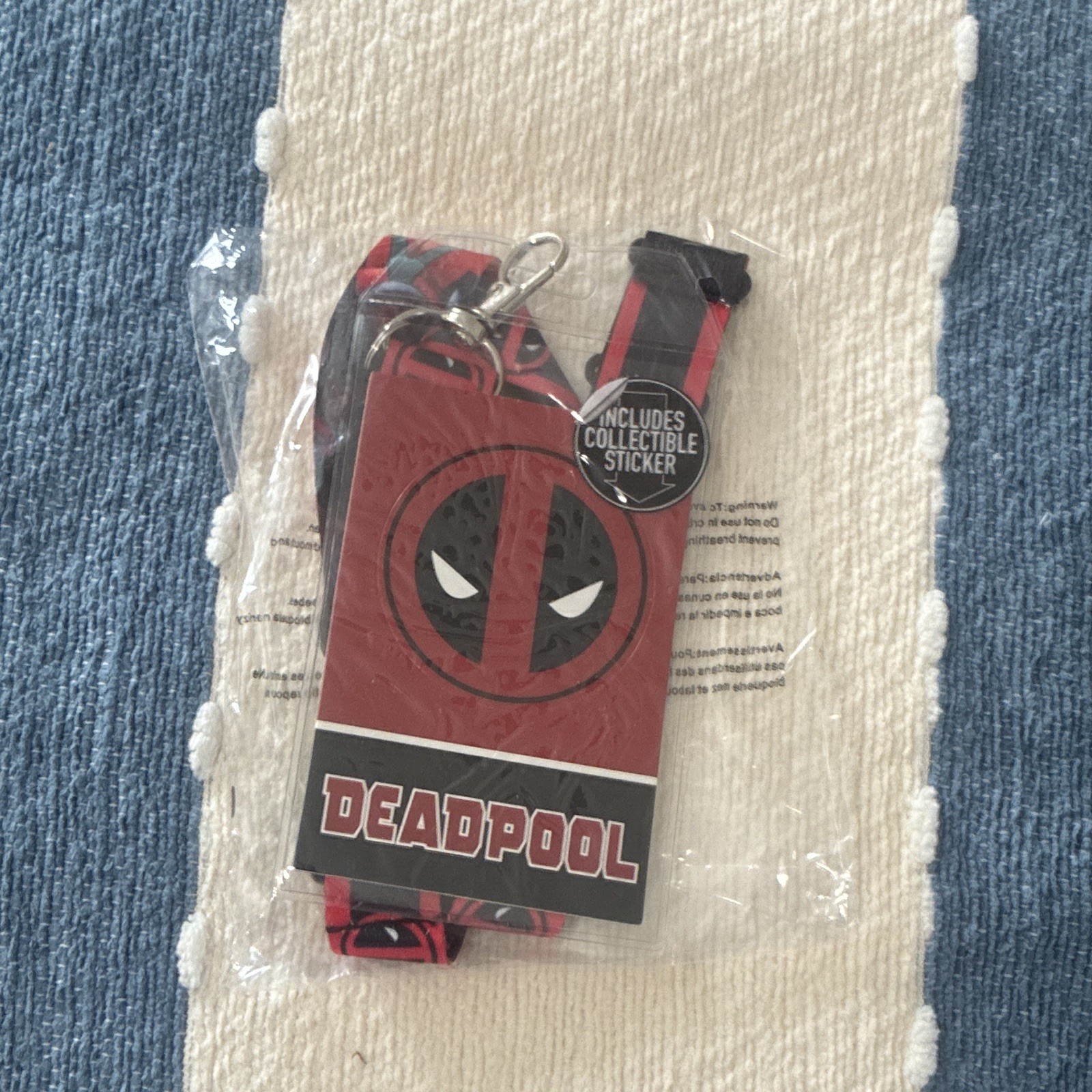 Deadpool Key Chain Lanyard Strap w/ Clip & Key Ring Red/Black + Sticker