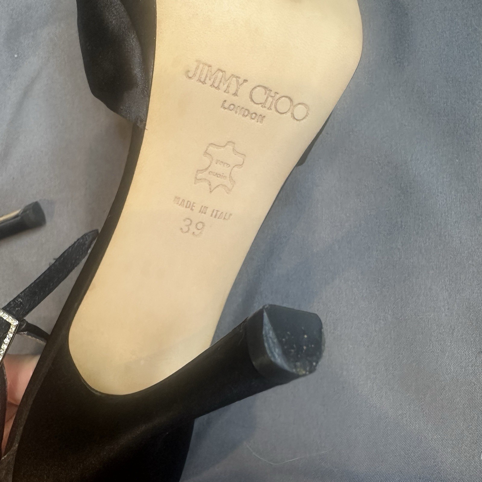 Jimmy Choo Black Satin Macy Ankle strap Sandals Shoes Size 39 US 8.5-9 New Other