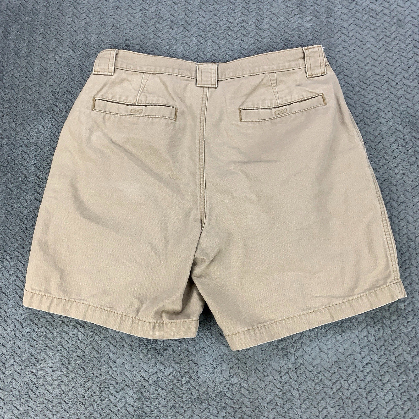 Savane Safari Cargo Shorts Mens Size 32 Beige Khaki Canvas Elastic Waist