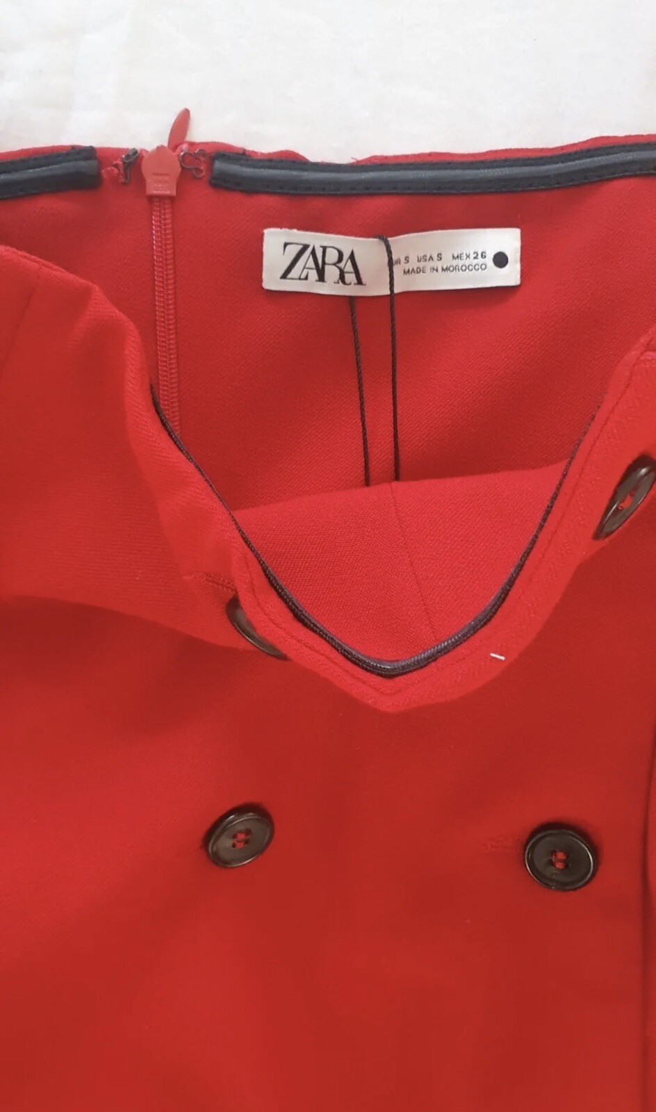 ZARA RED STRAPLESS DRESS WITH POCKETS SIZE XS