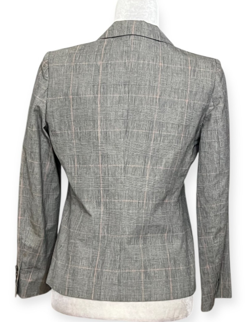 Saks Fifth Avenue Gray Plaid Blazer Women’s Size 6 Japan Tailored Jacket