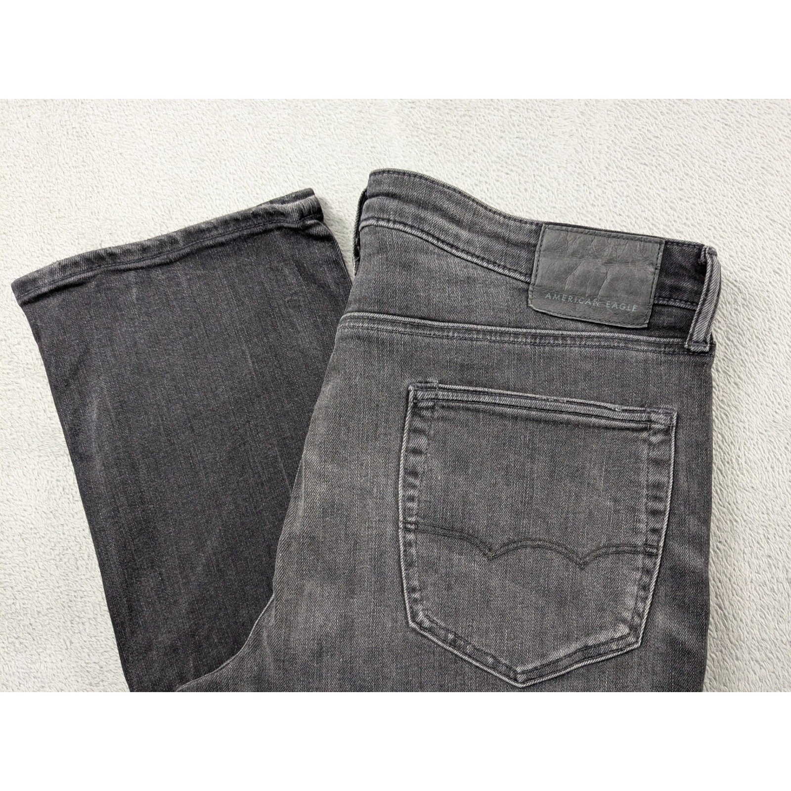 American Eagle Mens Original Straight Jeans Black Wash Size 36×32 Flex