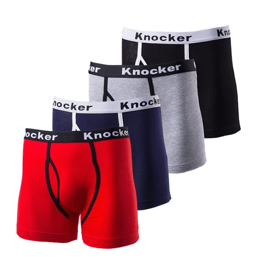 Knocker Men’s Pack of 4 Stretch Cotton Color Cotton Spandex Boxer Briefs BBC4500