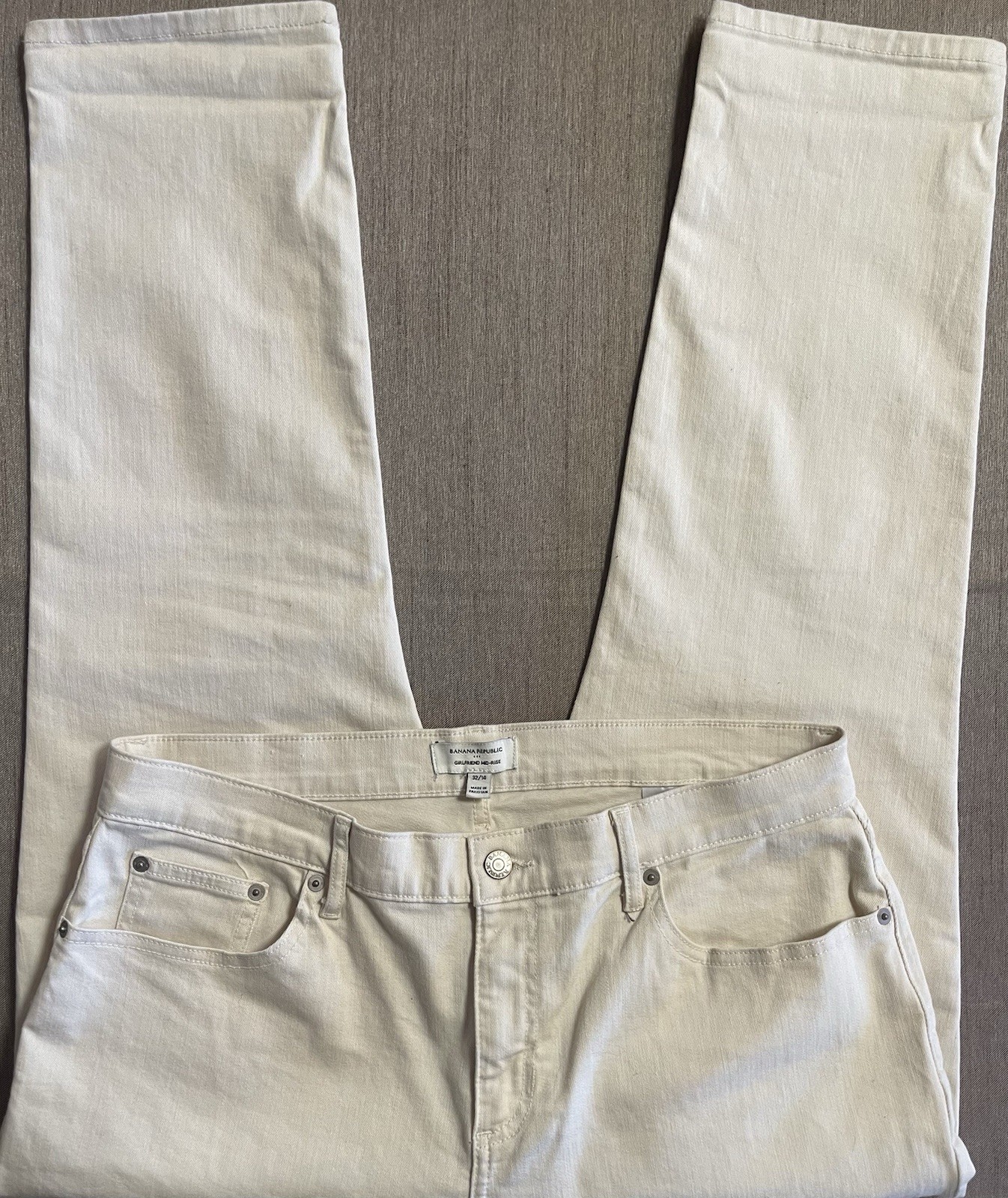BANANA REPUBLIC, GIRLFRIEND Mid-Rise 32/14 Cream Off White Jeans, NWOT