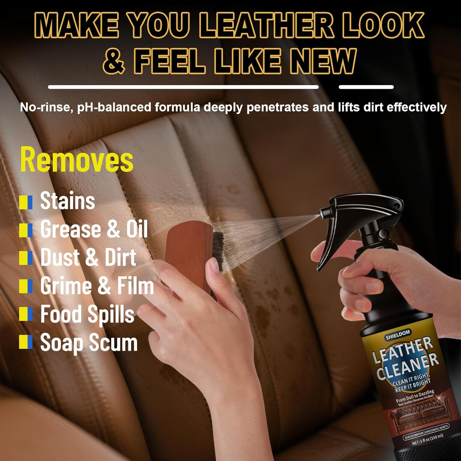 Leather Cleaner and Conditioner Leather Care Detailing Kit to Clean, Soften, Pro