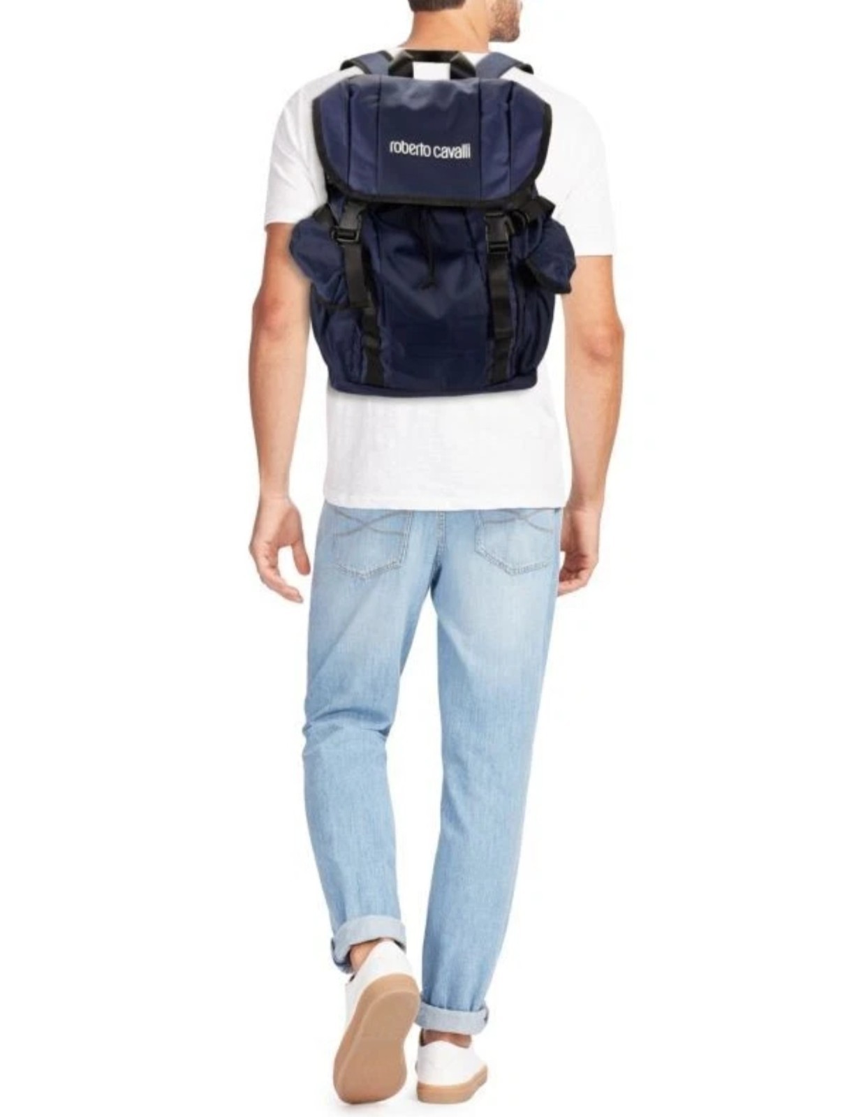 $350 Roberto Cavalli Blue Solid Men’s Backpack