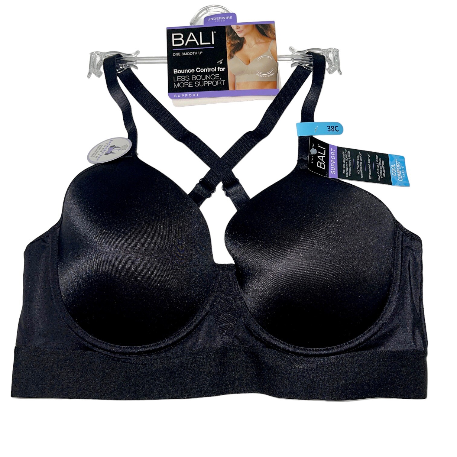 Bali Bra Underwire Bounce Control Wide Support Band Smoothing Cool Comfort 3456