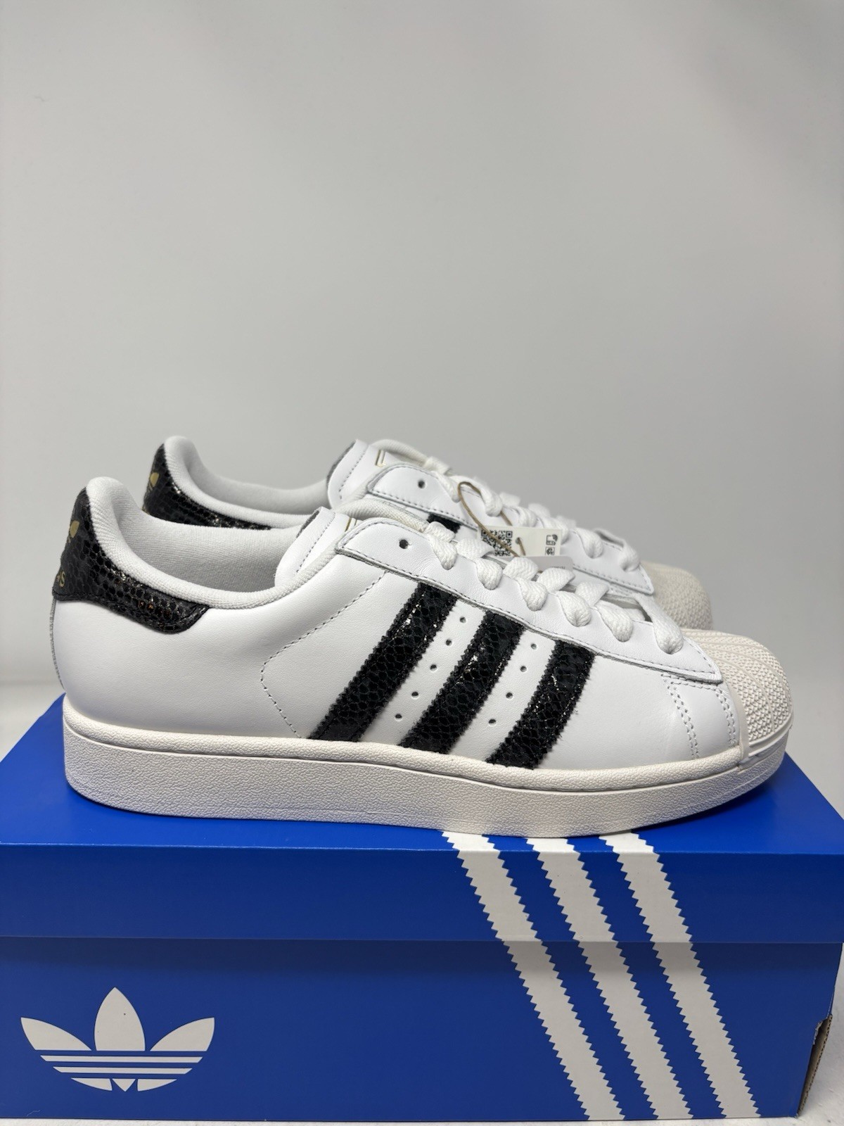 Adidas Superstar II White Black Snakeskin Casual Sneaker JP8162 Women’s Size