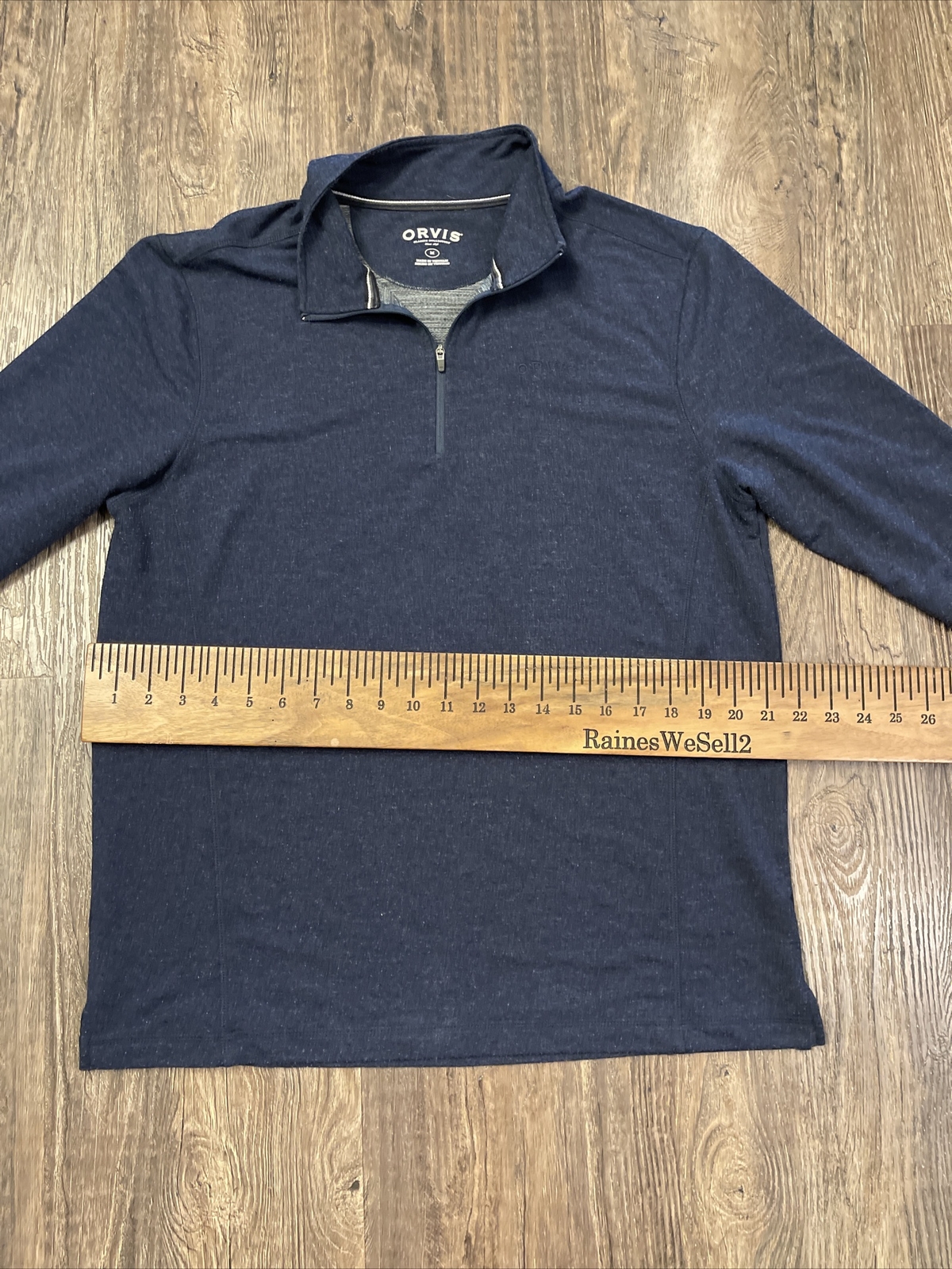 Orvis Pullover Zip Up Men’s Medium Long Sleeve Collard Blue EUC Free Shipping
