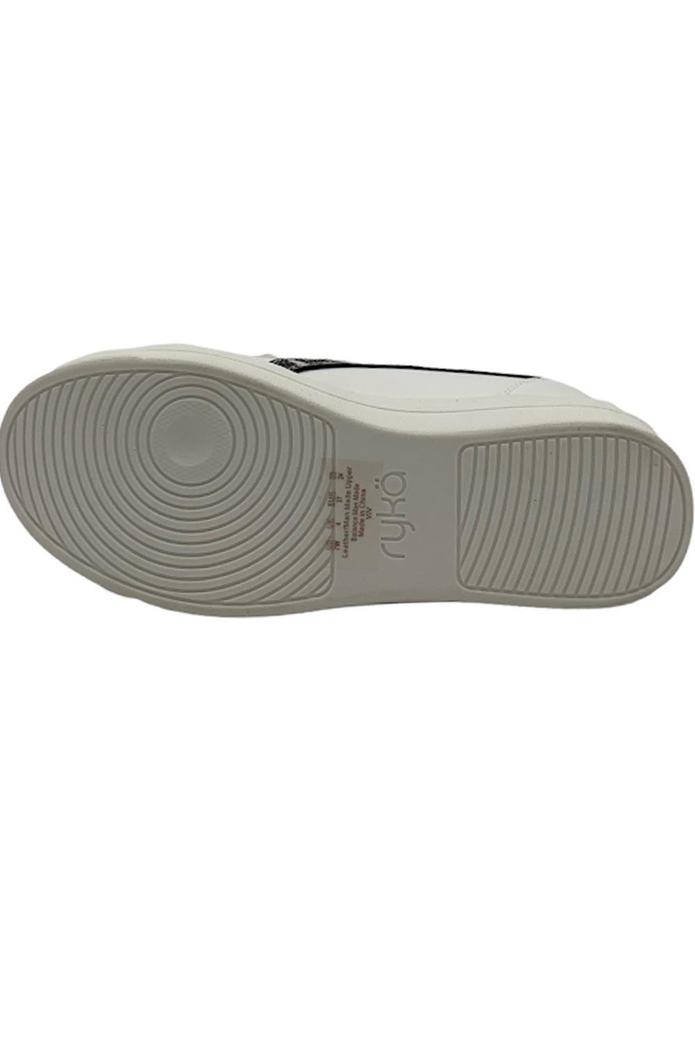 Ryka Leather Lace-Up Sneakers with Animal Accent Viv Brilliant White
