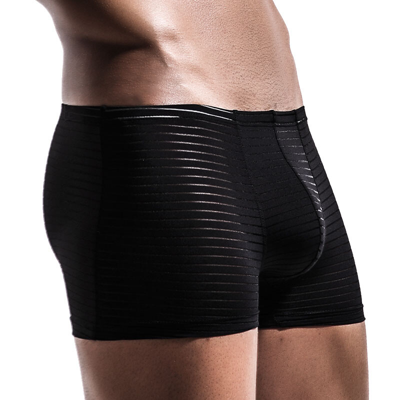 Men’s Sexy Underwear Breathable Briefs U-Pouch Boxers Striped Shorts Underpants
