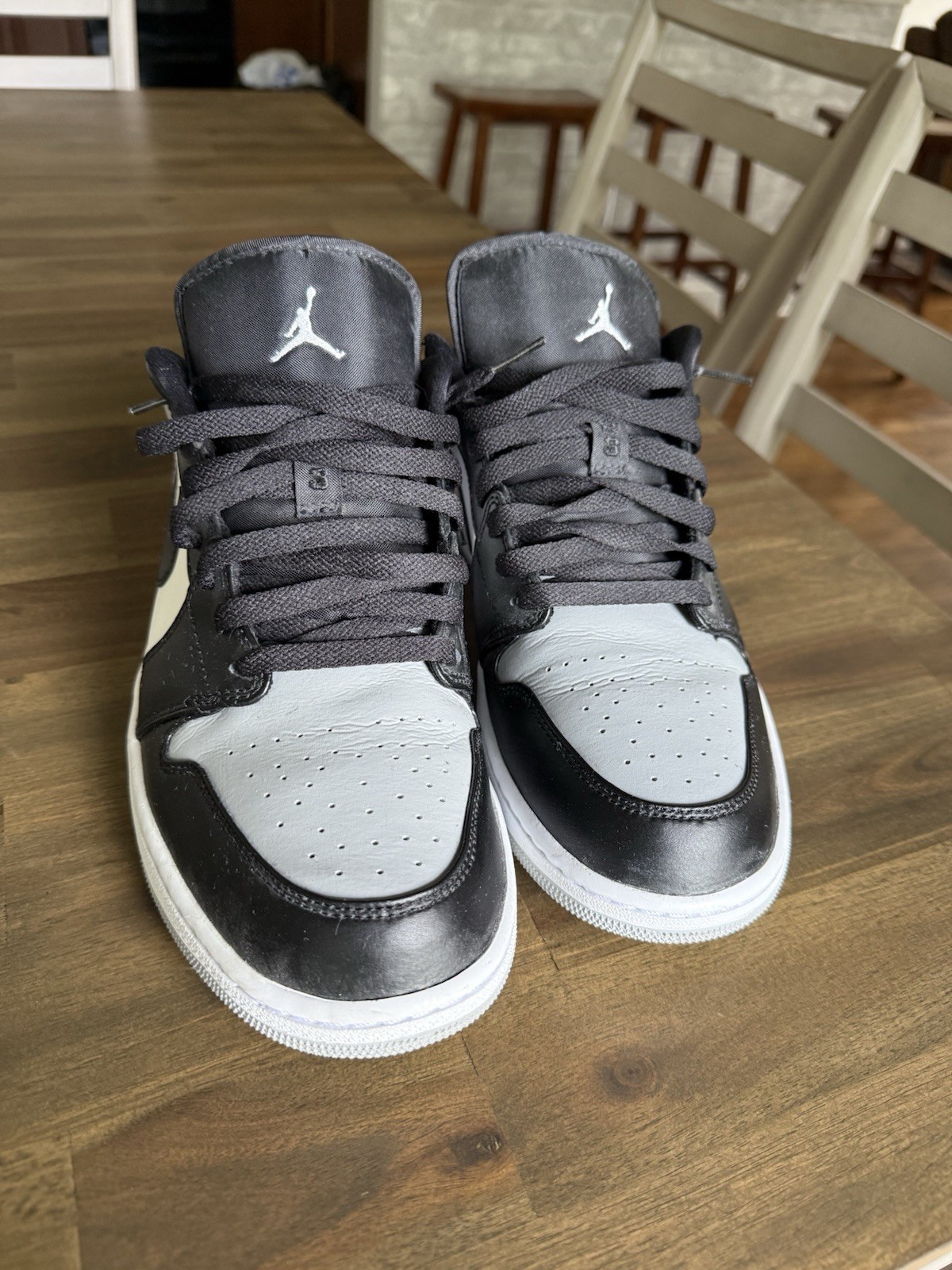 Jordan Air Jordan 1 Low Shadow Toe 553558-052 Black Gray White Low Top -11.5 Men
