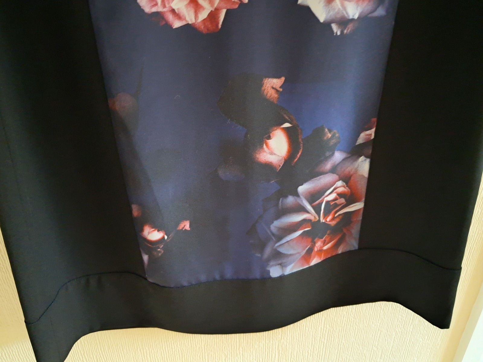 Kaliko black navy ivory pink floral panel tunic dress. UK 12. New
