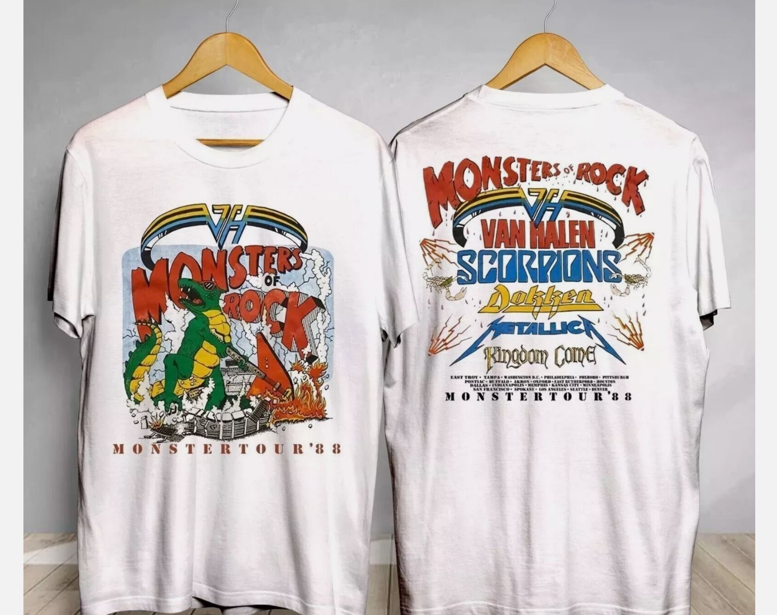 Vintage Monsters of Rock Tour 1988 T-Shirt Tour Halen Van Gift Fans