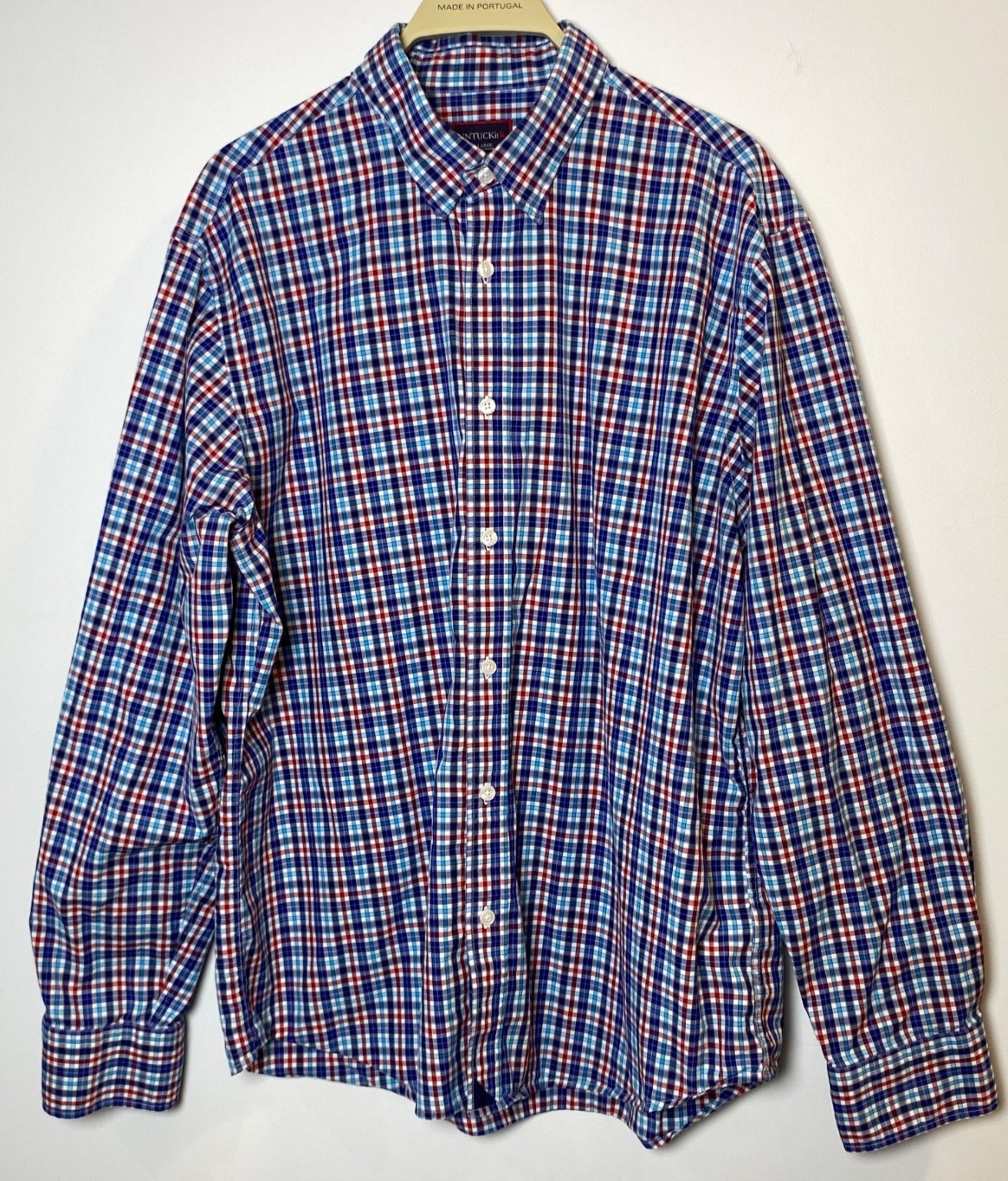Untuckit Men’s Blue Plaid Long Sleeve Button Up Shirt Size XL