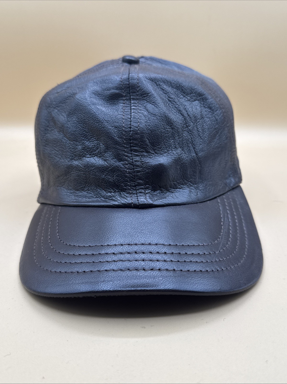 Baseball Cap Adjustable Genuine Nappa Lambskin Brown One Size Fits All