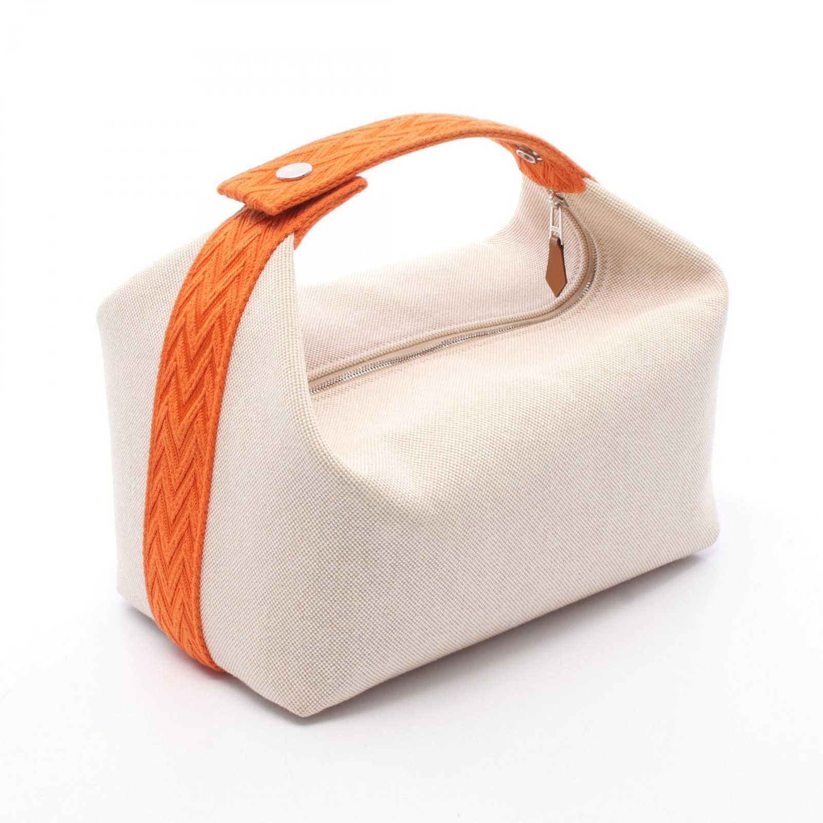 HERMES Bride a Brac GM Handbag pouch Toile H Natural Orange SHW Used Women