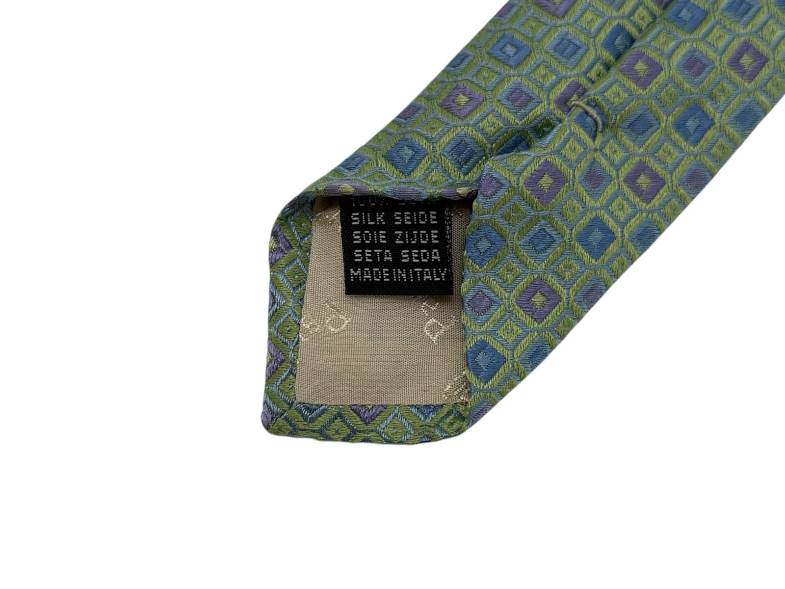 Paul Stuart Silk Tie Green Blue Purple Check Made In Italy 3.25″ x 58″ YGI T6100