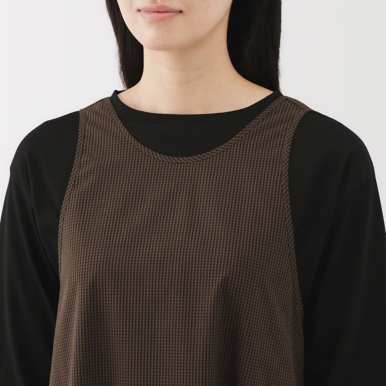 MUJI Womens Quick Dry Broadcloth Sleeveless Dress Black FedEx