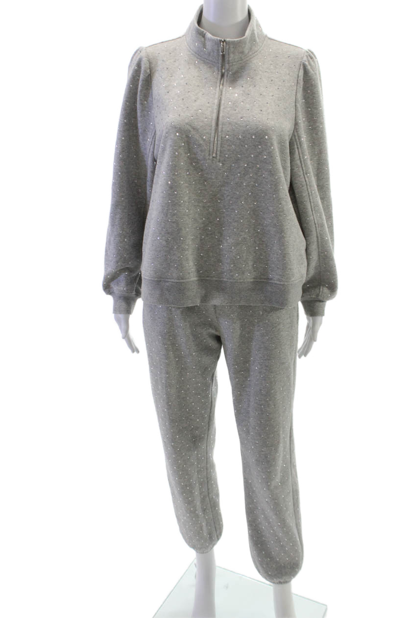 Generation Love Womens Gray Sweatsuit Zip Mock Neck Size L
