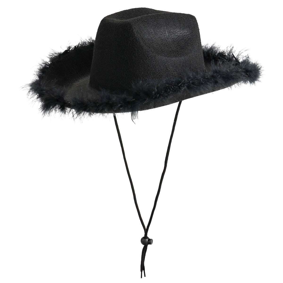 Cowgirl Hat with Fluffy Feather Novelty Cowboy Party Costume Role Play Cap Solid