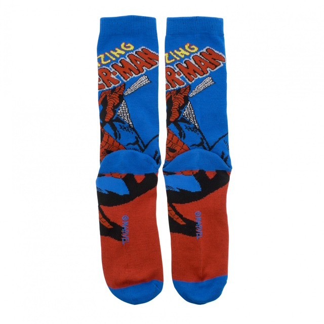 Marvel Amazing Spider-Man Retro Cartoon Character Socks 2-Pairs