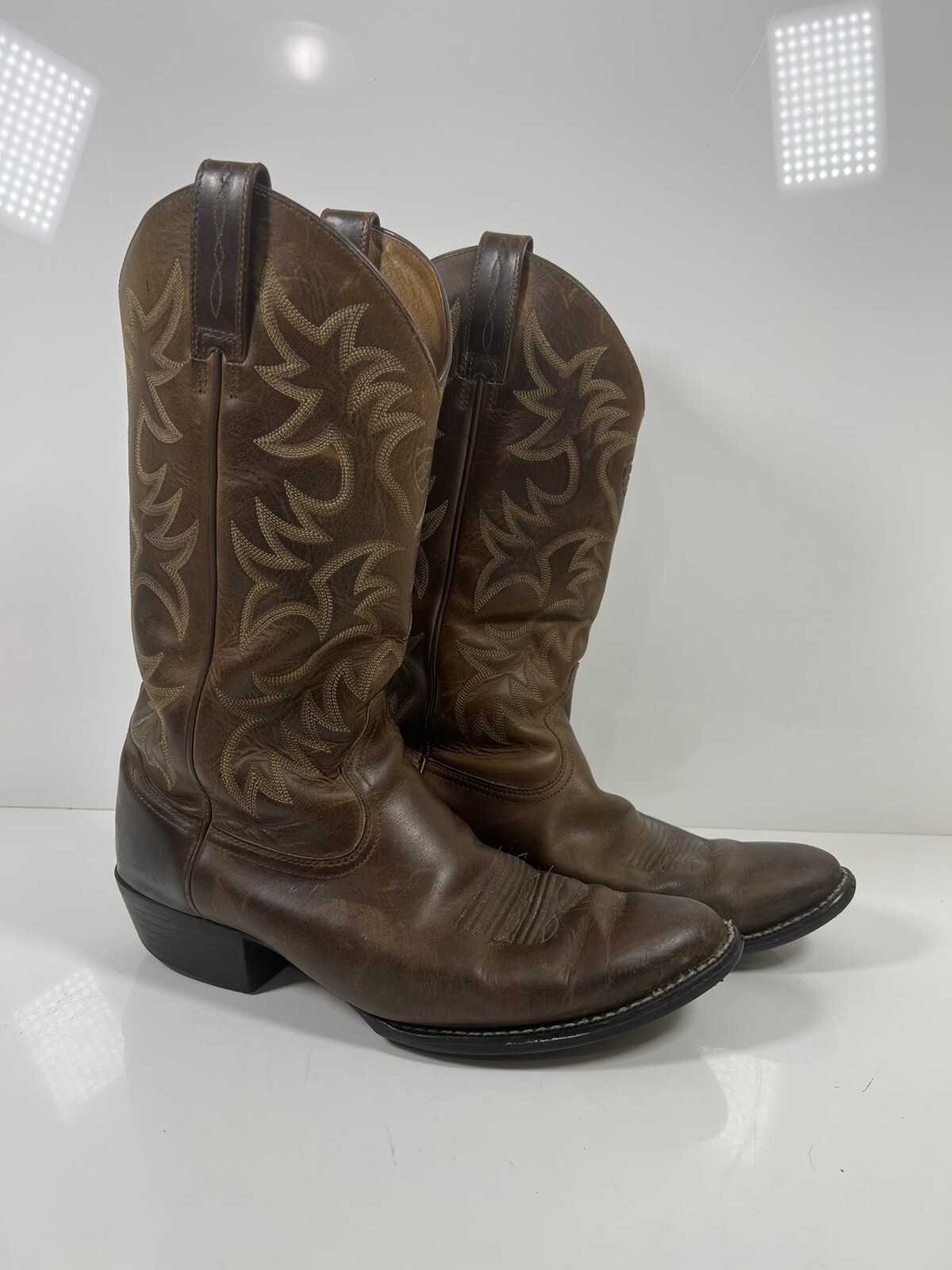 Ariat HERITAGE ATS Boots Mens 12 D Brown Leather Cowboy Style #34725 Almond Toe