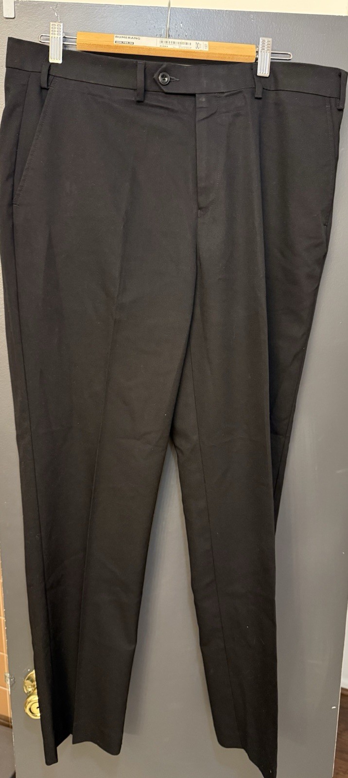 Michael Kors Men’s Black Solid Dress Pants Straight Regular Fit Flat Front 36W