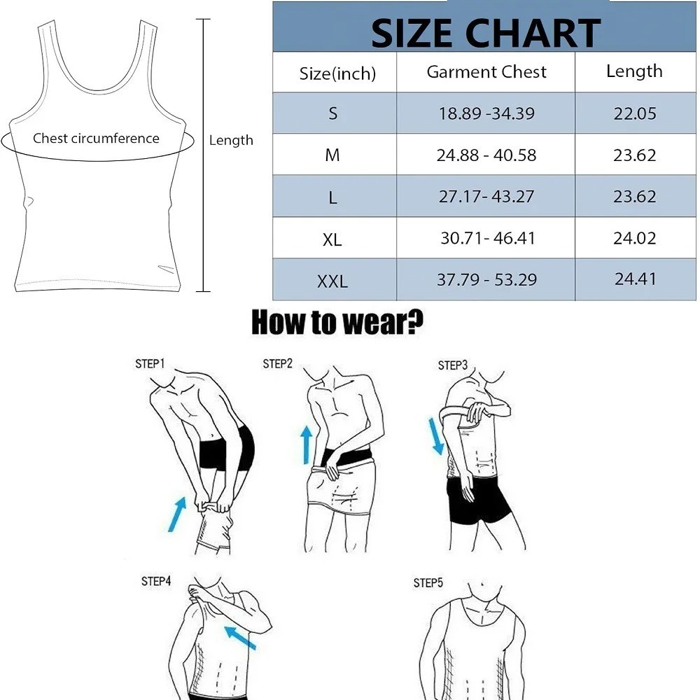 Mens Slimming Body Shaper Belly Chest Compression Vest Girdle T-Shirt Tank Top