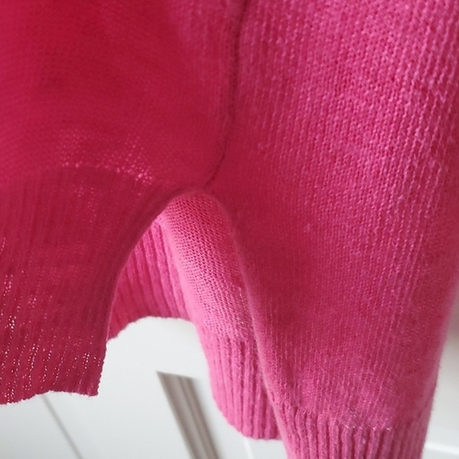 EILEEN FISHER 100% LINEN BRIGHT PINK SHORT SLEEVE SWEATER SIZE SMALL MINIMALIST
