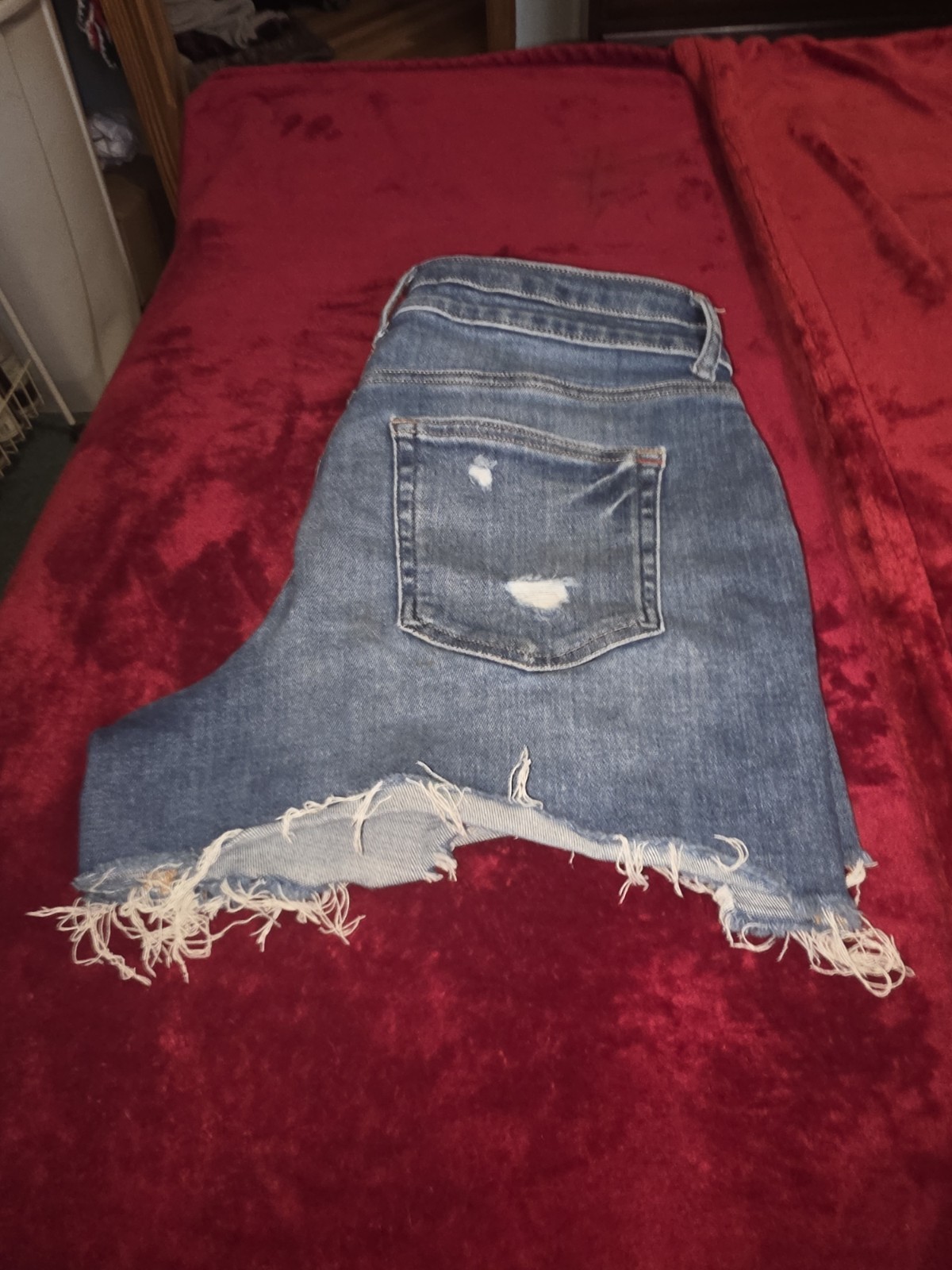 edgely Women’s Blue Denim High Rise Cut Off Shorts Stretch Pockets Size 12