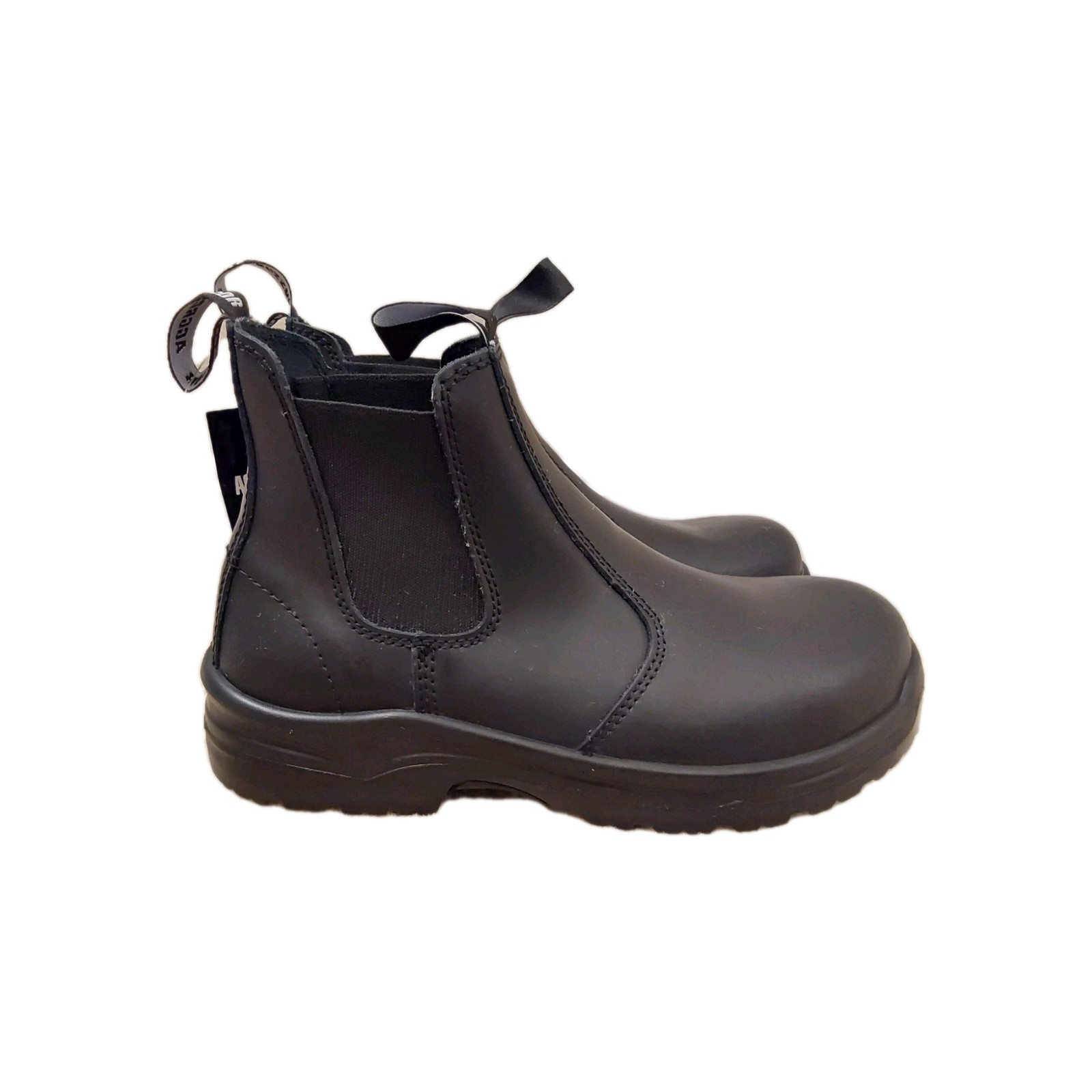 NEW Aggressor Black Leather steel toe Chelsea Boots Female US 9 Standard Width