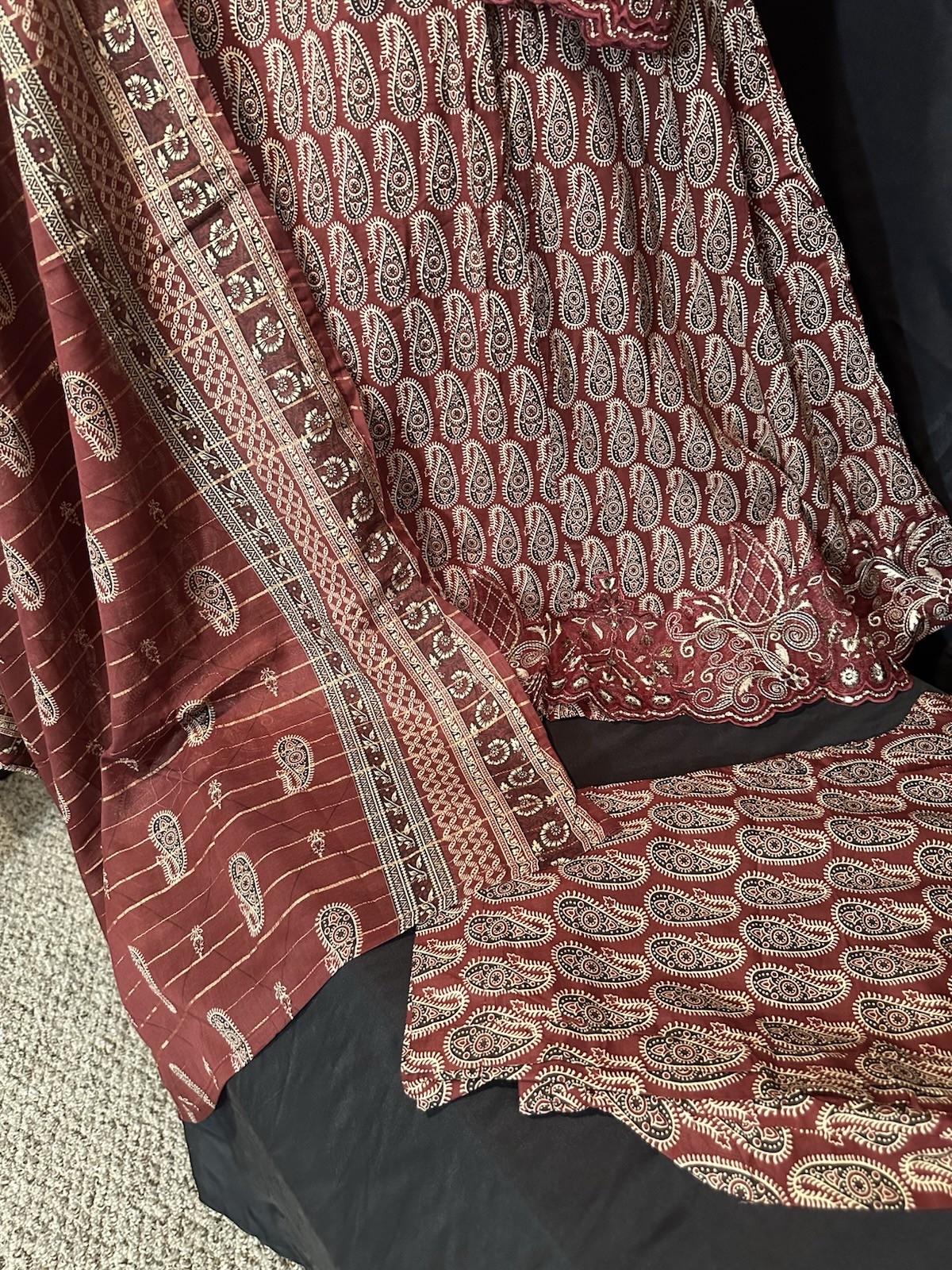 Bin Saeed Premium Lawn Cotton 3 Pc Suit-Cut Work Emb- Aline Style-M & L – $42