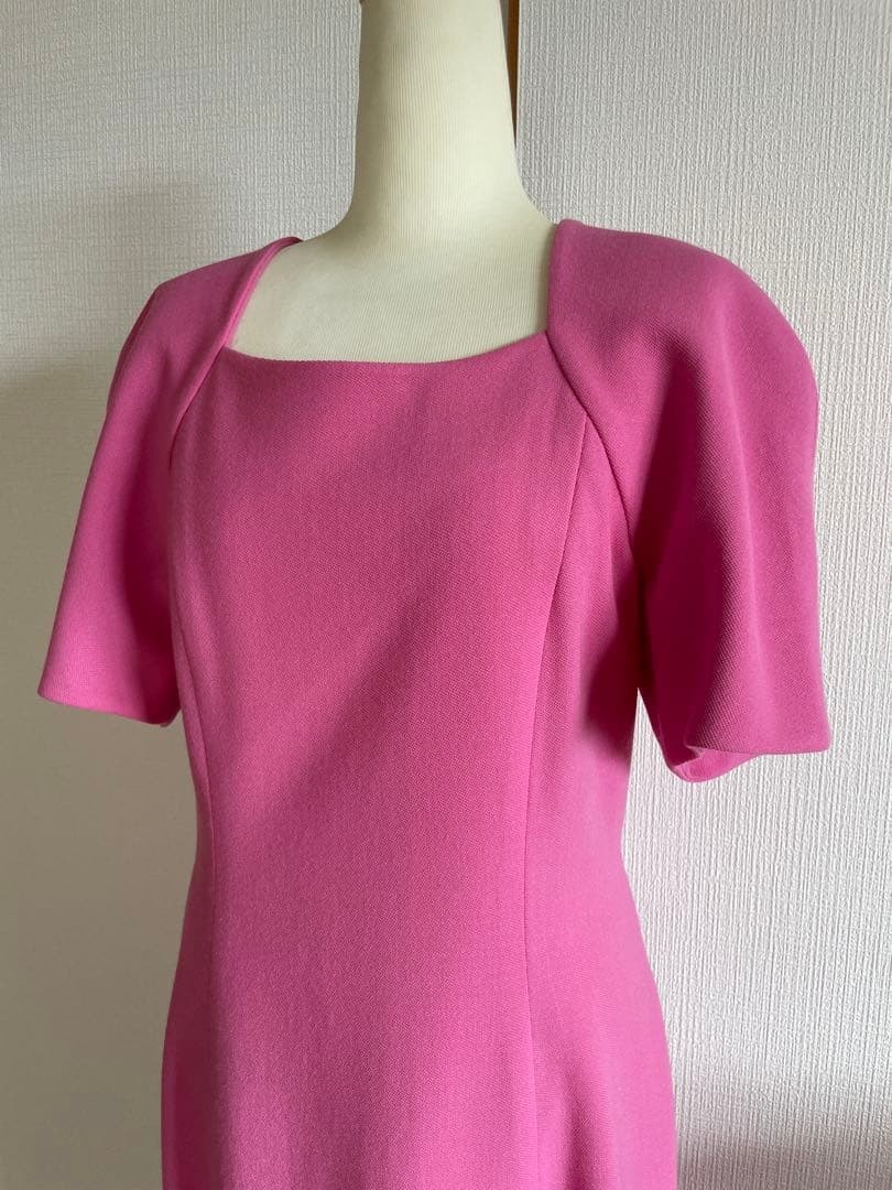 Christian Dior Vintage Puff Sleeve Dress Size 9 107cm Pink Elegant