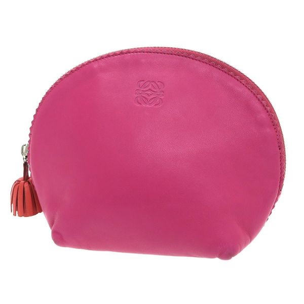 Loewe Clutch Bag Pink Leather Cosmetic Pouch Accessory Makeup Case W7.1xH5.1in