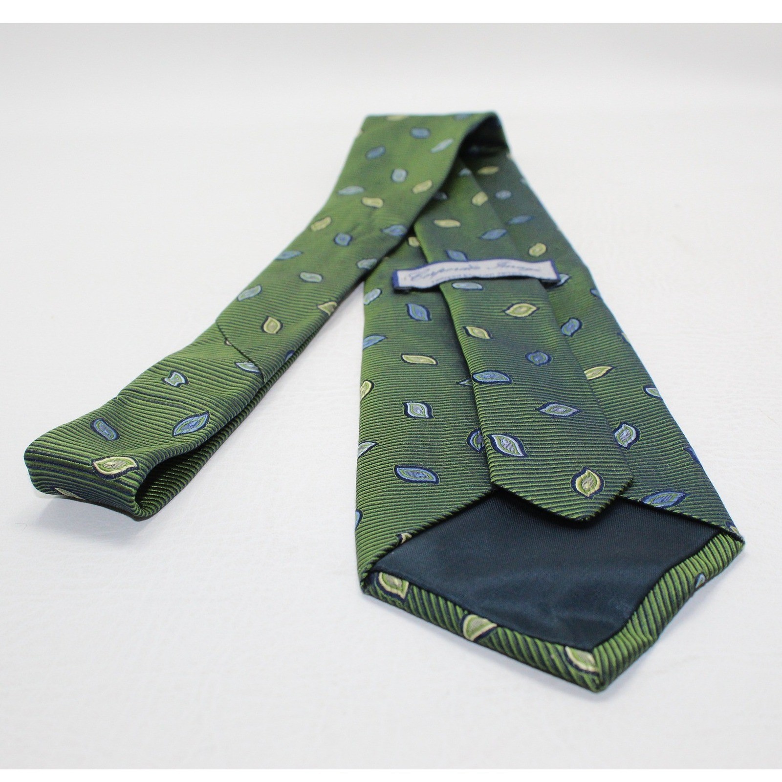 Corporate Image Tom James Mens Silk Tie Green Leaf Pattern USA Made Necktie