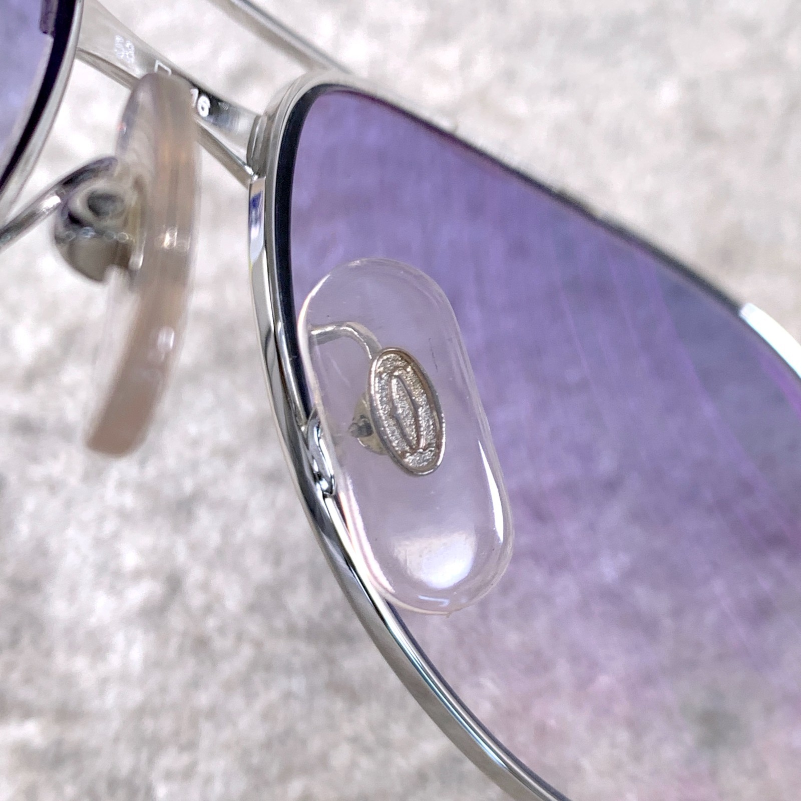 Cartier Santos Dumont Sunglasses Silver Frame with Blue Lens 58-16-130 with Case